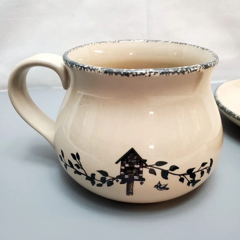 New!!! Home‎ & Garden Party Soup Mug and Sandwich Plate ♡  Birdhouse 2005